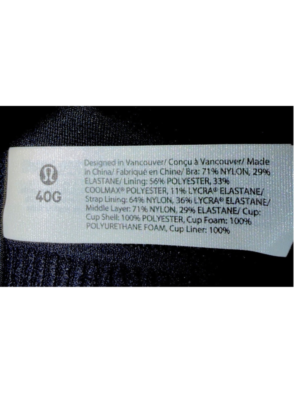 LULULEMON ALL POWERED UP BRA BLACK COLOR SIZE 40G - Picture 11 of 11